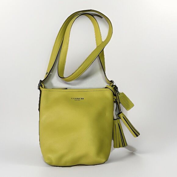 Coach Legacy Crossbody Leather Mini Duffle Bag 19901 Yellow - Picture 1 of 7